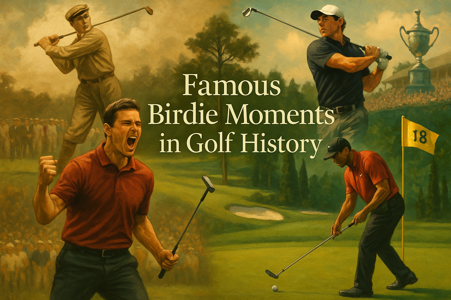 Golfer celebrates birdie with crowd cheering – iconic birdie moments in golf history