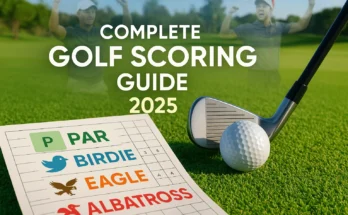Golf scoring guide 2025 showing scorecard with par, birdie, and eagle terms explained for beginners and advanced golfers