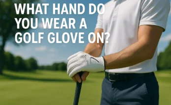 Golfer wearing a golf glove on the left hand – guide on what hand to wear a golf glove on.