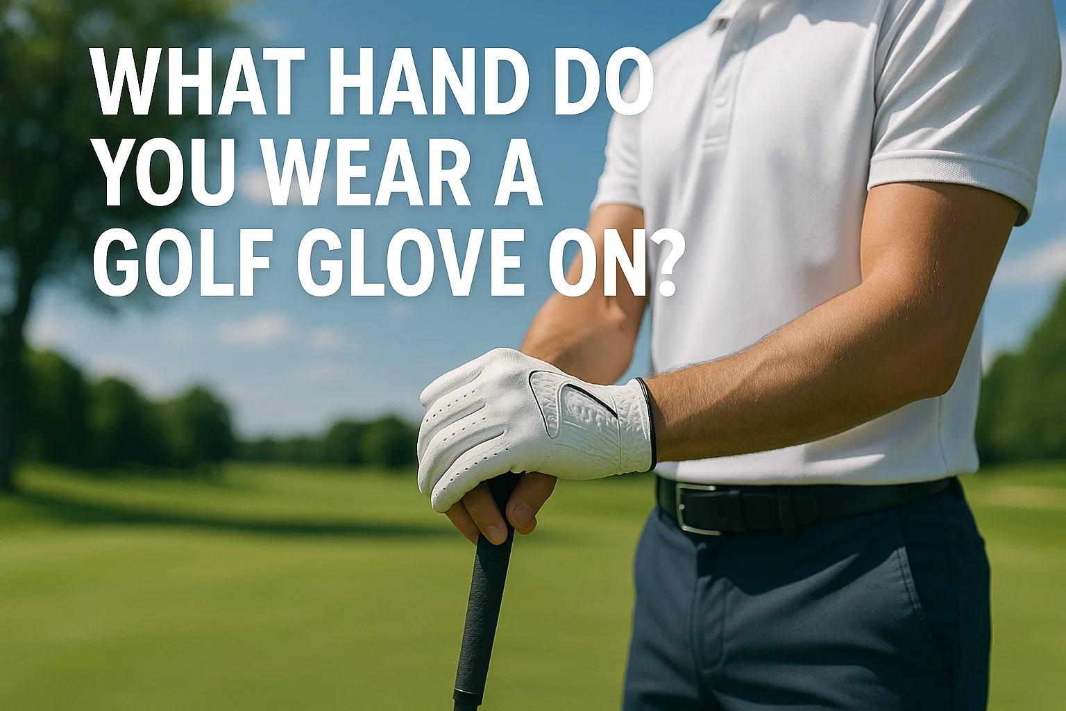 Golfer wearing a golf glove on the left hand – guide on what hand to wear a golf glove on.